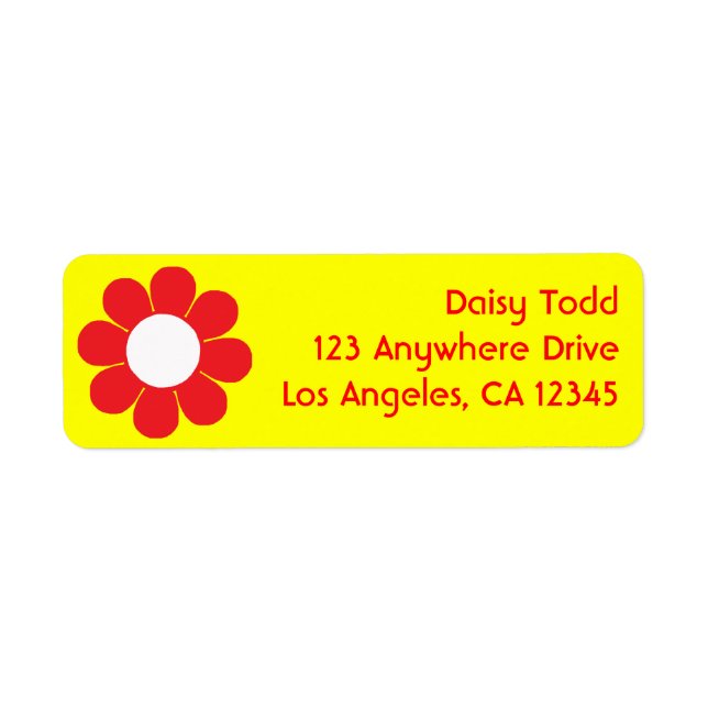 Retro Flower Power Return Address Label (Front)