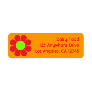 Retro Flower Power Return Address Label