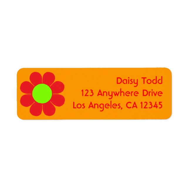 Retro Flower Power Return Address Label (Front)