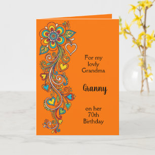 Retro Flower Power Tendrils Border 18 Card