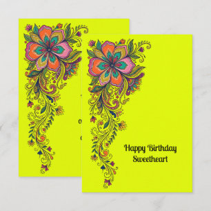 Retro Flower Power Tendrils Border 6 + your text