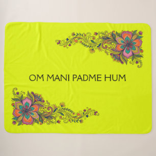 Retro Flower Power Tendrils Border 6 + your text Sherpa Blanket