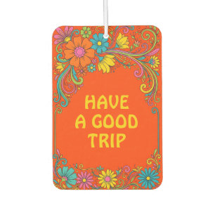 Retro Flower Power Tendrils - Label Frame 1 Car Air Freshener
