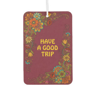 Retro Flower Power Tendrils - Label Frame 8 Car Air Freshener