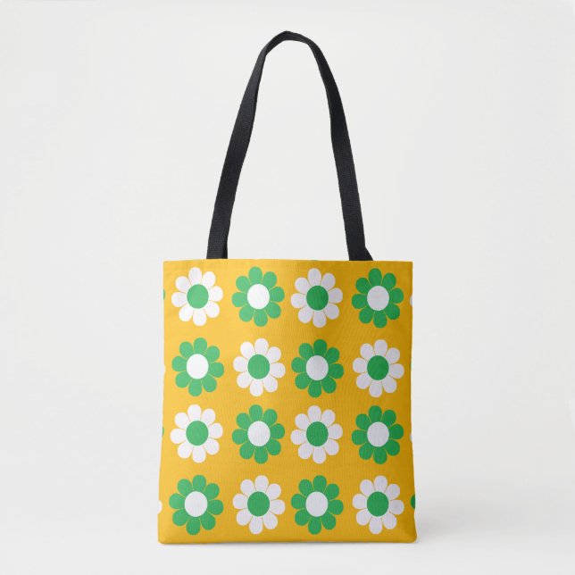 Retro Flower Power Tote Bag (Front)