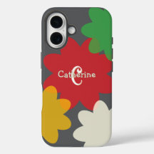 Retro Flower Shapes Bright Monogrammed