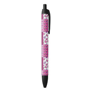 Retro flower skull polka dot black ink pen