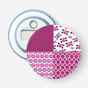 Retro flower skull polka dot bottle opener