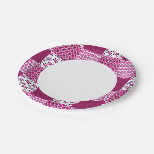 Retro flower skull polka dot paper plate