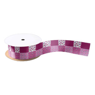 Retro flower skull polka dot satin ribbon
