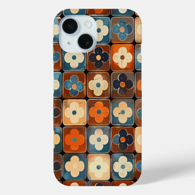 Retro Flower Tile Pattern Phone Case (Back)