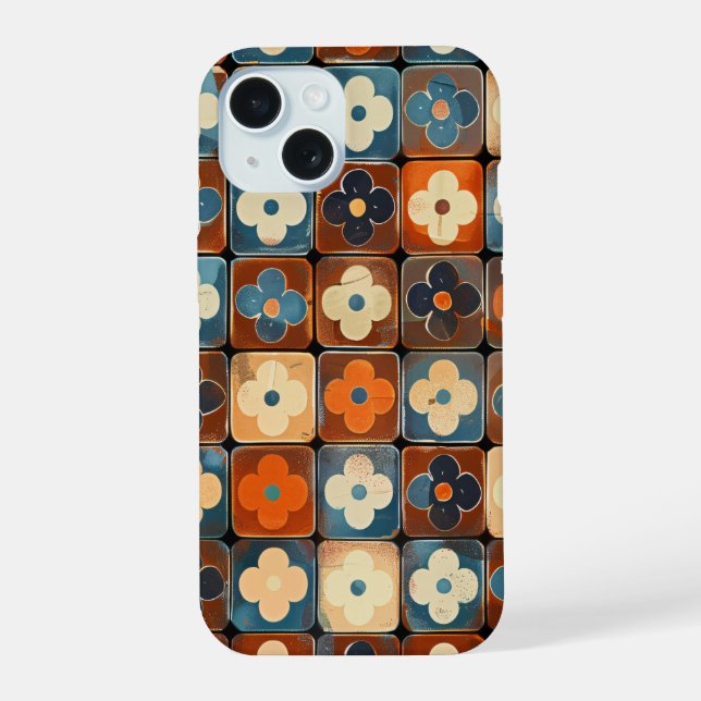 Retro Flower Tile Pattern Phone Case (Back)