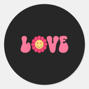 Retro Flower Valentine Love  Classic Round Sticker