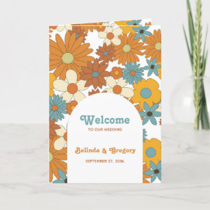 Retro Flowers 60's 70's  Wedding Order of Service Program