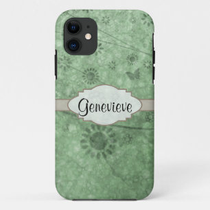 Retro Flowers and Butterflies Aqua.png iPhone 11 Case