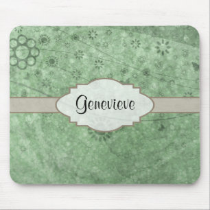 Retro Flowers and Butterflies Aqua.png Mouse Pad