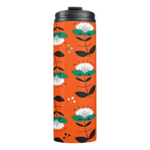 Retro flowers and leaves seamless pattern.  thermal tumbler