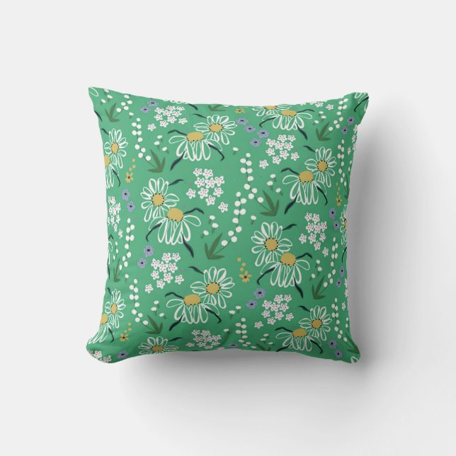 Retro Flowers, Botanical Seamless Pattern. Cushion (Front)