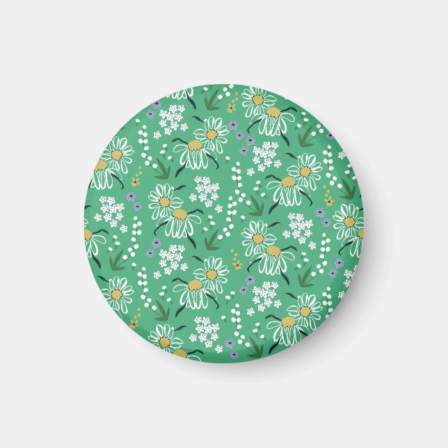 Retro Flowers, Botanical Seamless Pattern. Magnet (Front)
