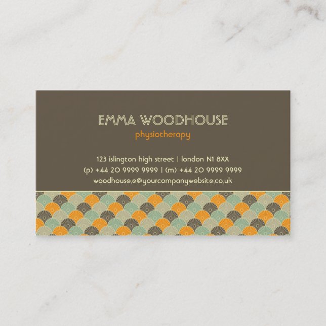 Retro!Flowers :: Brown, Orange, Beige Business Card (Front)