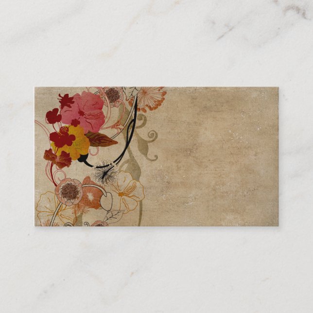 Retro flowers Business Card (Front)