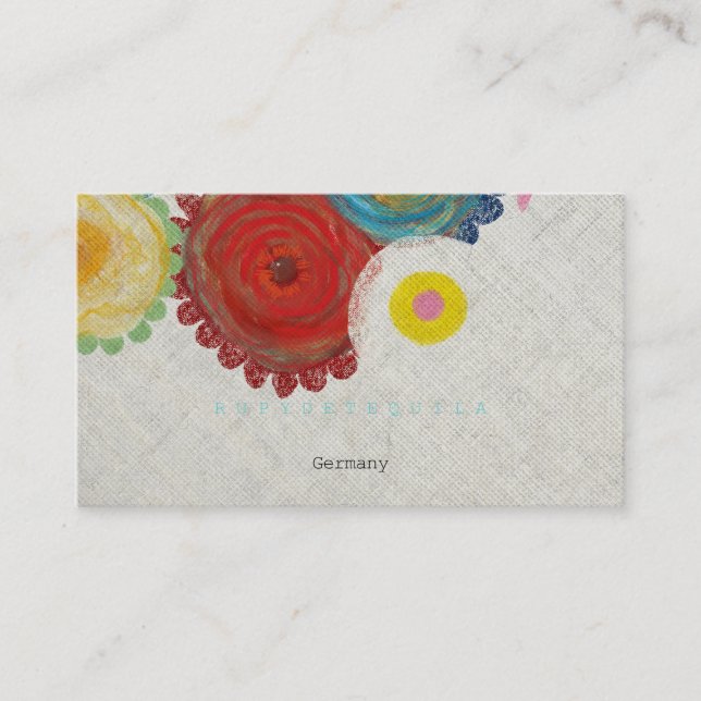 Retro flowers Business Card (Front)