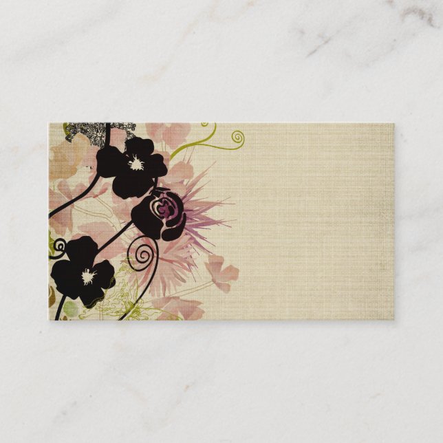 Retro flowers Business Card (Front)