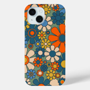 Retro Flowers Groovy Multicolor 60s 70s Floral iPhone 15 Case