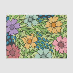 Retro Flowers Large Scale Multicolored Tissue Paper