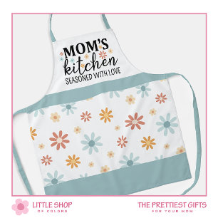 Retro Flowers Mum's Kitchen Seasoned with Love Apron