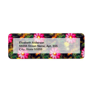Retro Flowers Neon Lights Return Address Label