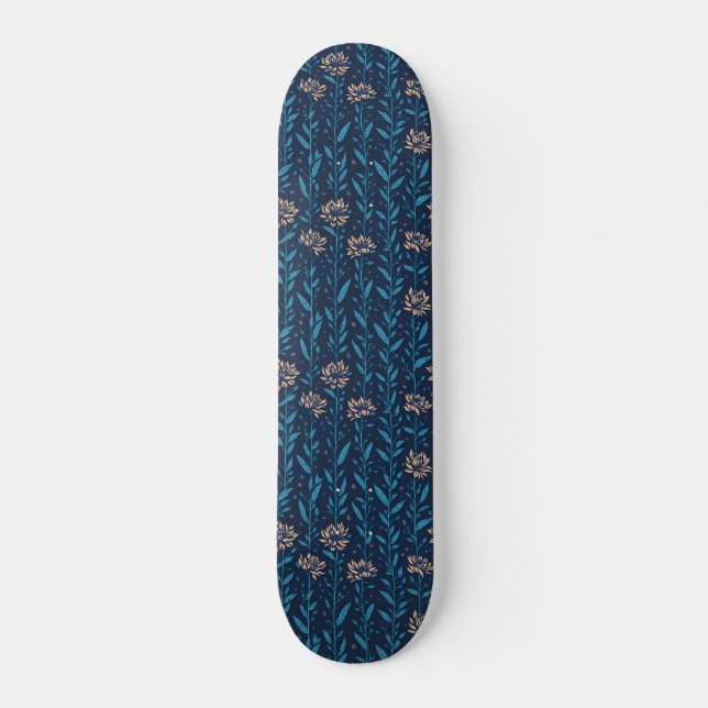 retro flowers pattern skateboard (Front)