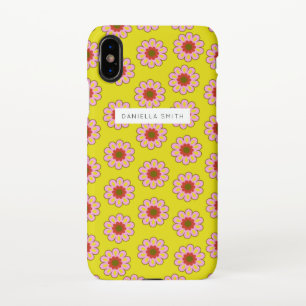 Retro Flowers Personalise Name iPhone Case