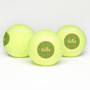 Retro Flowers Pink Yellow Blue Orange Butterflies Tennis Balls