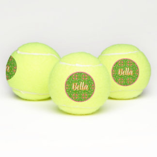 Retro Flowers Pink Yellow Blue Orange Butterflies Tennis Balls