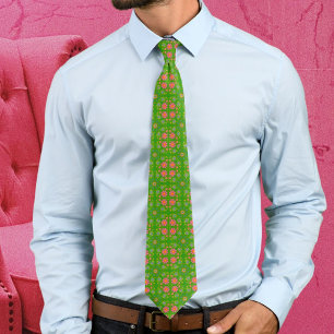 Retro Flowers Pink Yellow Blue Orange Butterflies Tie