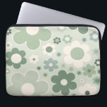 Retro Flowers Sage Green Abstract Floral Laptop Sleeve<br><div class="desc">Retro flowers: floral art – sage green flower pattern.</div>