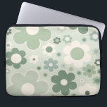 Retro Flowers Sage Green Abstract Floral Laptop Sleeve<br><div class="desc">Retro flowers: floral art – sage green flower pattern.</div>