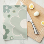 Retro Flowers Sage Green Abstract Floral Tea Towel<br><div class="desc">Retro flowers: floral art – sage green flower pattern.</div>