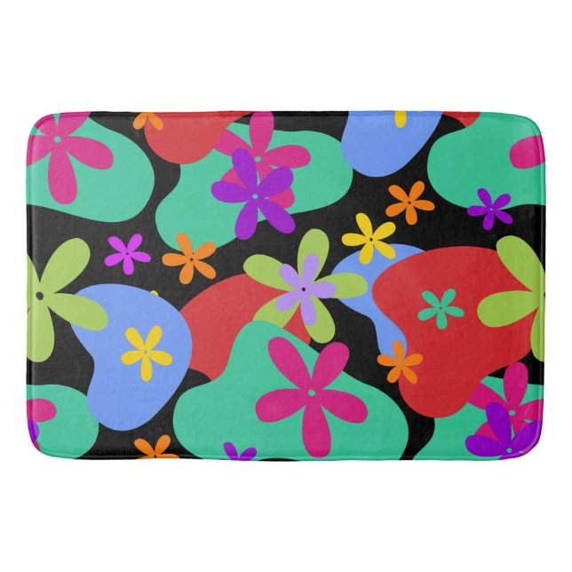 Retro Flowers seamless pattern coloured Bath Mat (Front)