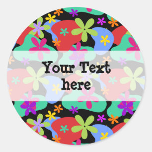 Retro Flowers seamless pattern coloured Classic Round Sticker