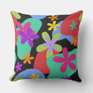 Retro Flowers seamless pattern coloured Outdoor Cushion