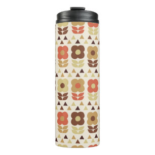 Retro flowers seamless pattern thermal tumbler