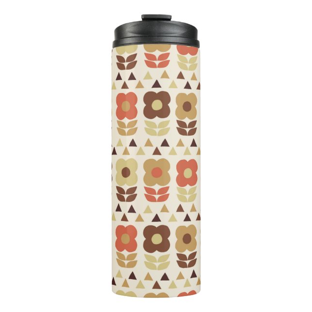 Retro flowers seamless pattern thermal tumbler (Front)