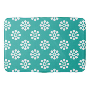 Retro Flowers seamless pattern white Bath Mat
