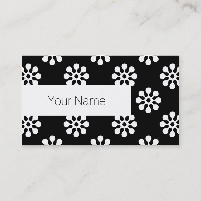 Retro Flowers seamless pattern white Business Card (Front)