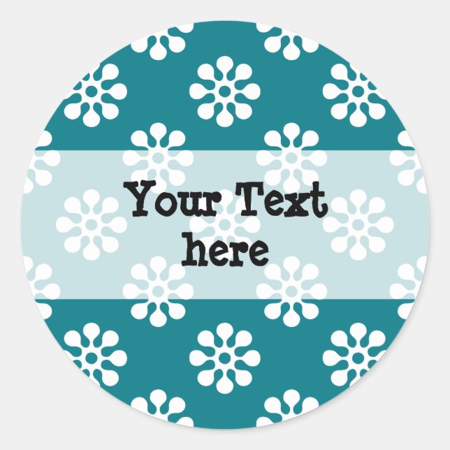 Retro Flowers seamless pattern white Classic Round Sticker (Front)