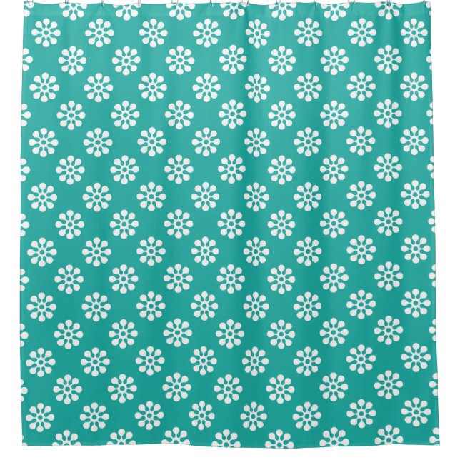 Retro Flowers seamless pattern white Shower Curtain (Front)