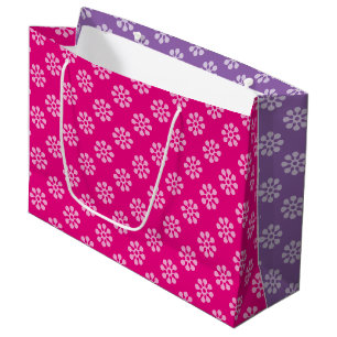 Retro Flowers seamless pattern white transparent Large Gift Bag