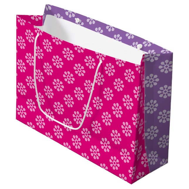 Retro Flowers seamless pattern white transparent Large Gift Bag (Front Angled)